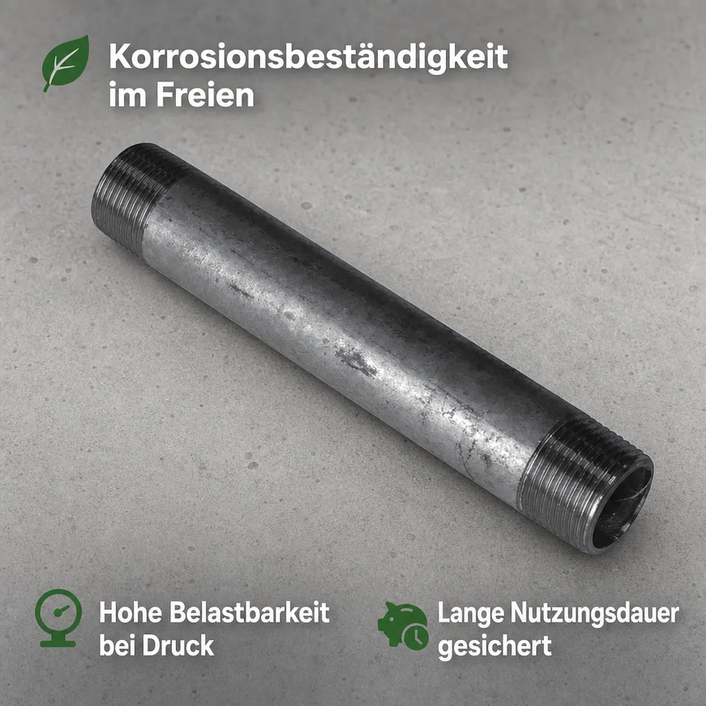 Gewindefitting Rohrnippel verzinkt 1 Zoll AG x 1 Zoll AG 600mm