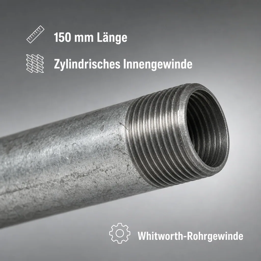 Gewindefitting Rohrnippel verzinkt 2" AG x 2" AG 150 mm