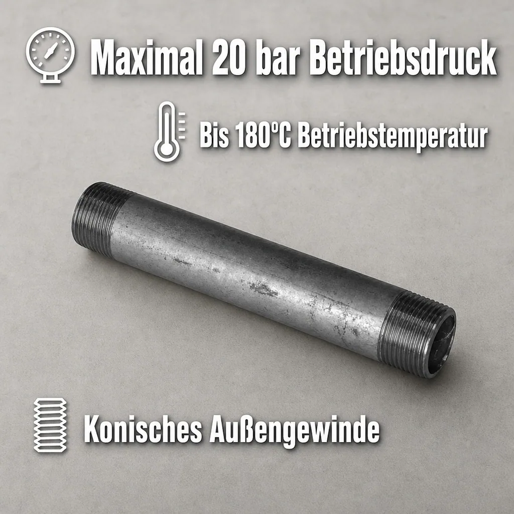 Gewindefitting Rohrnippel verzinkt 2" AG x 2" AG 150 mm