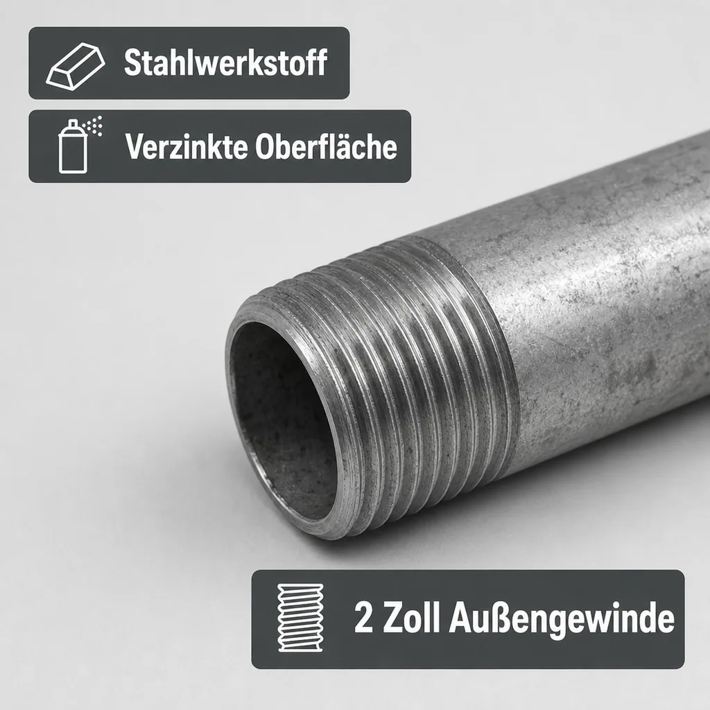 Gewindefitting Rohrnippel verzinkt 2" AG x 2" AG 150 mm