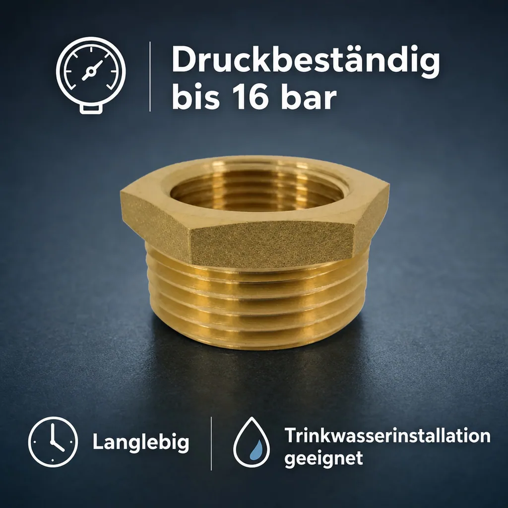 Gewindefitting Messing Reduzierstück 1 1/4" AG x 1/2" IG