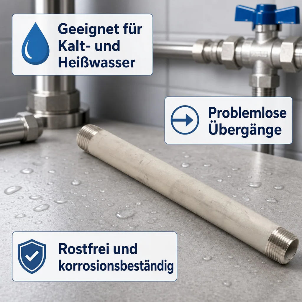 Edelstahl Rohrnippel, Gewindefitting, 1 1/4 Zoll AG 80mm