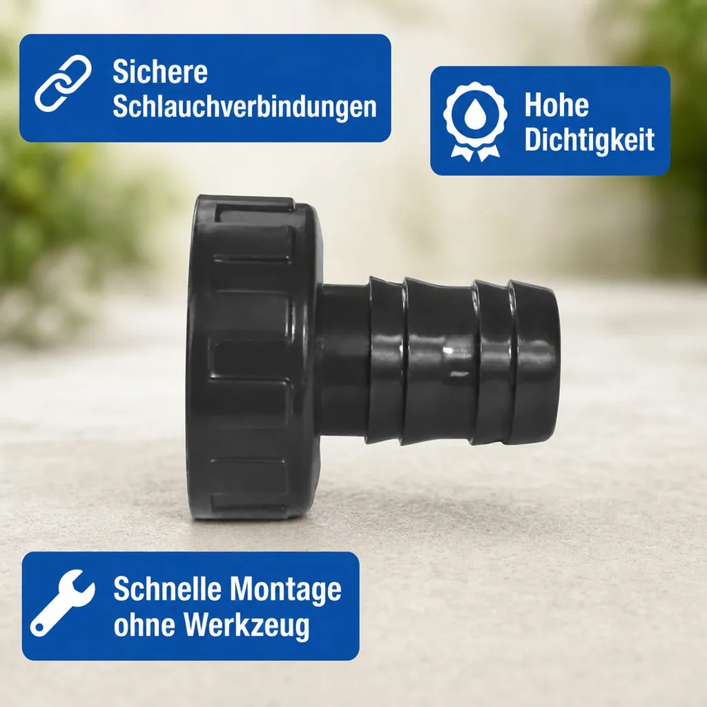 Schlauchtülle 1 Zoll, PVC mit Überwurfmutter, 20mm