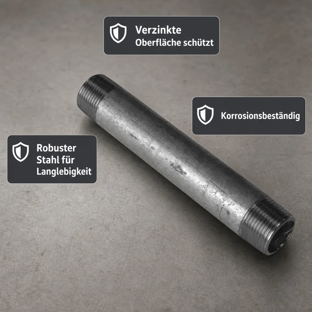 Gewindefitting Rohrnippel verzinkt 2" AG x 2" AG 40 mm