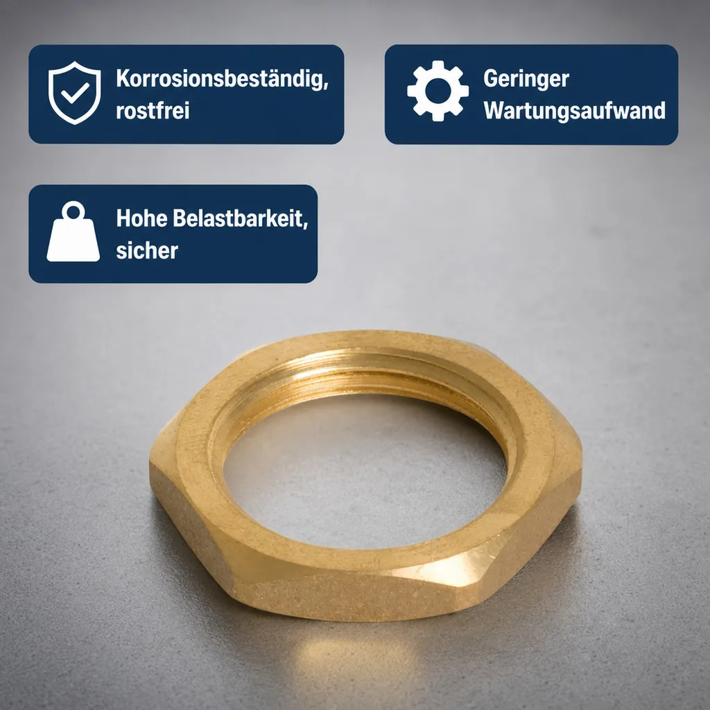 Messingfitting, Gegenmutter, Gewindefitting Messing, 1 1/2" IG