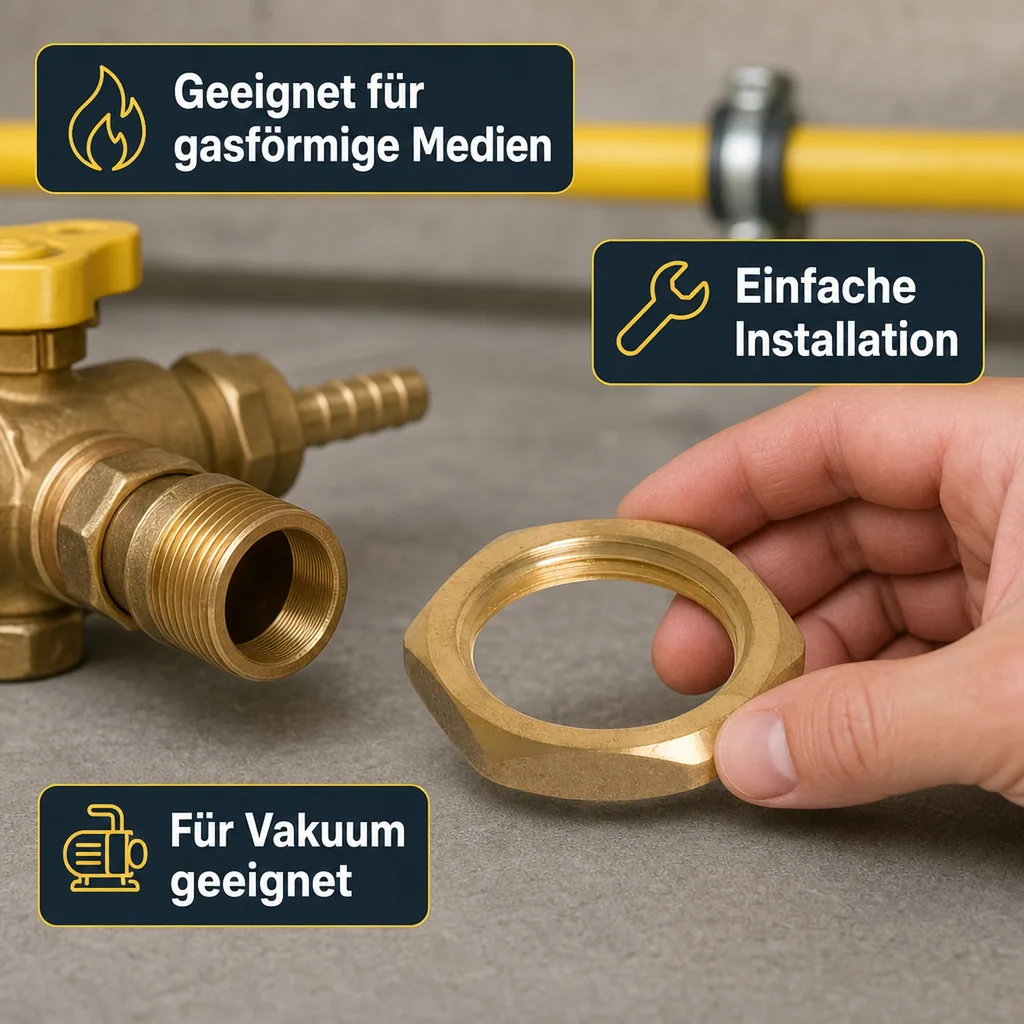 Messingfitting, Gegenmutter, Gewindefitting Messing, 1 1/2" IG