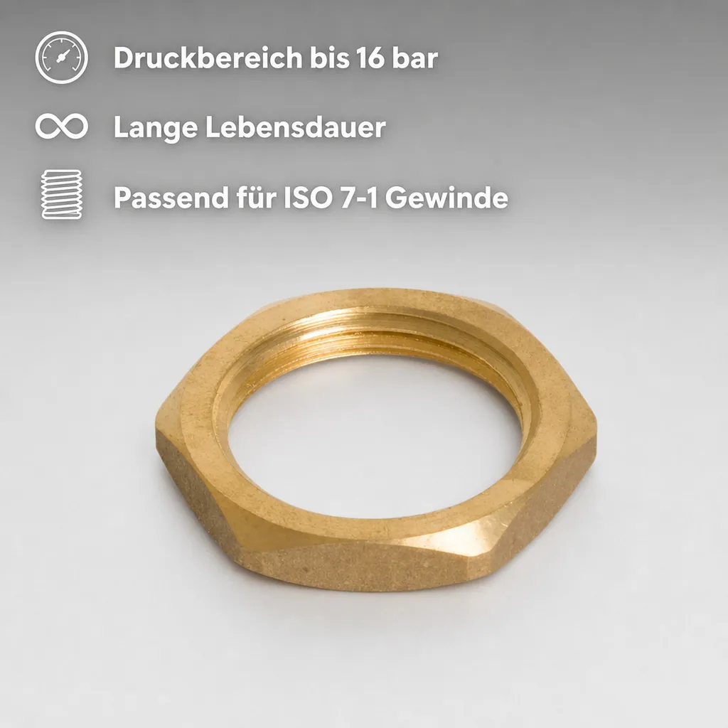 Messingfitting, Gegenmutter, Gewindefitting Messing, 1 1/2" IG