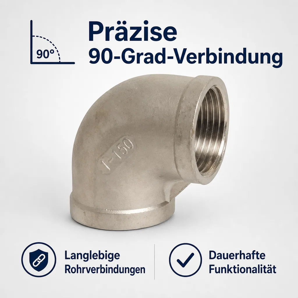 Edelstahl Winkel 90 Grad, Gewindefitting Edelstahl, 1/2 Zoll