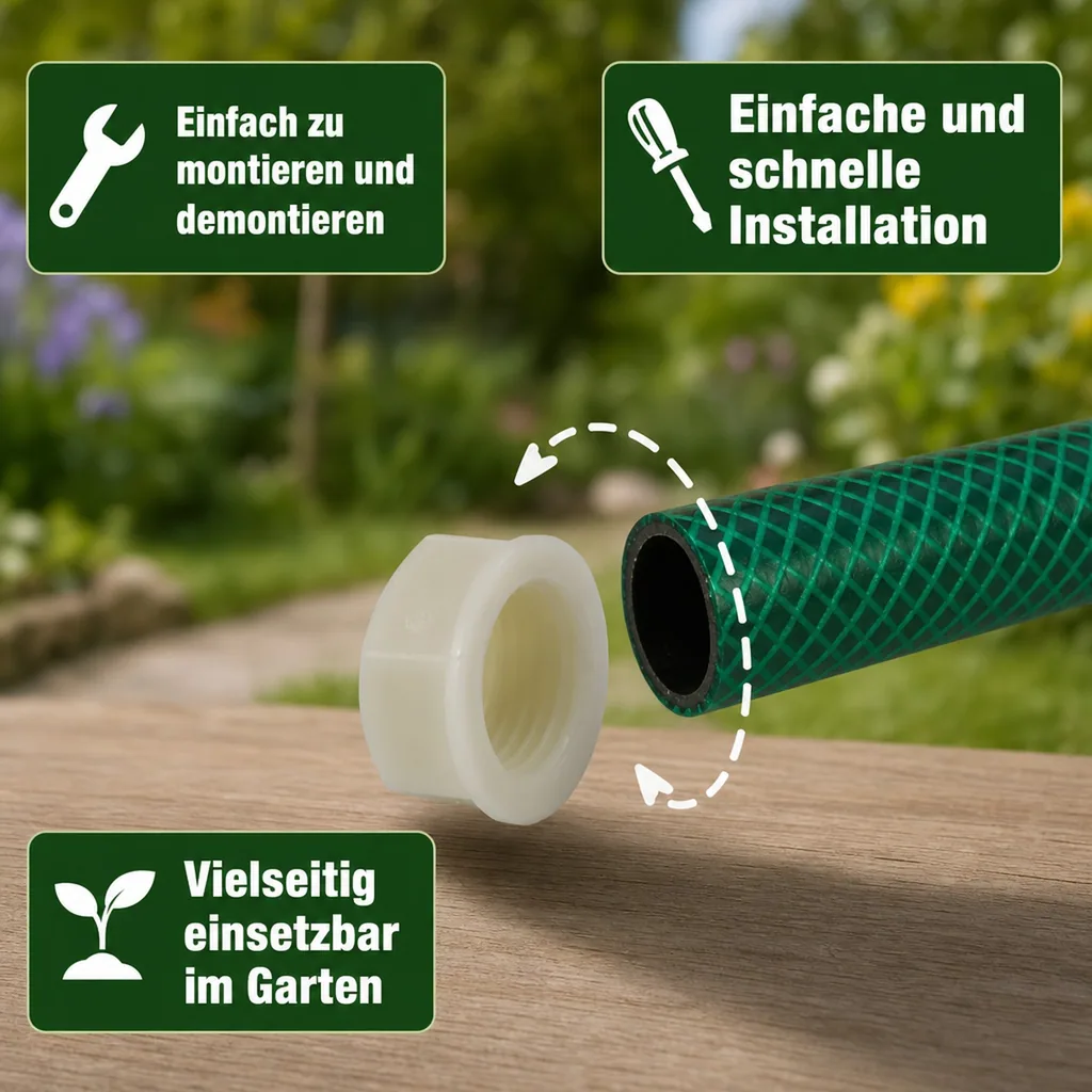 Schlauchverbinder 1 Zoll, Kunststoff Endkappe, Garten, Schlauchkupplung