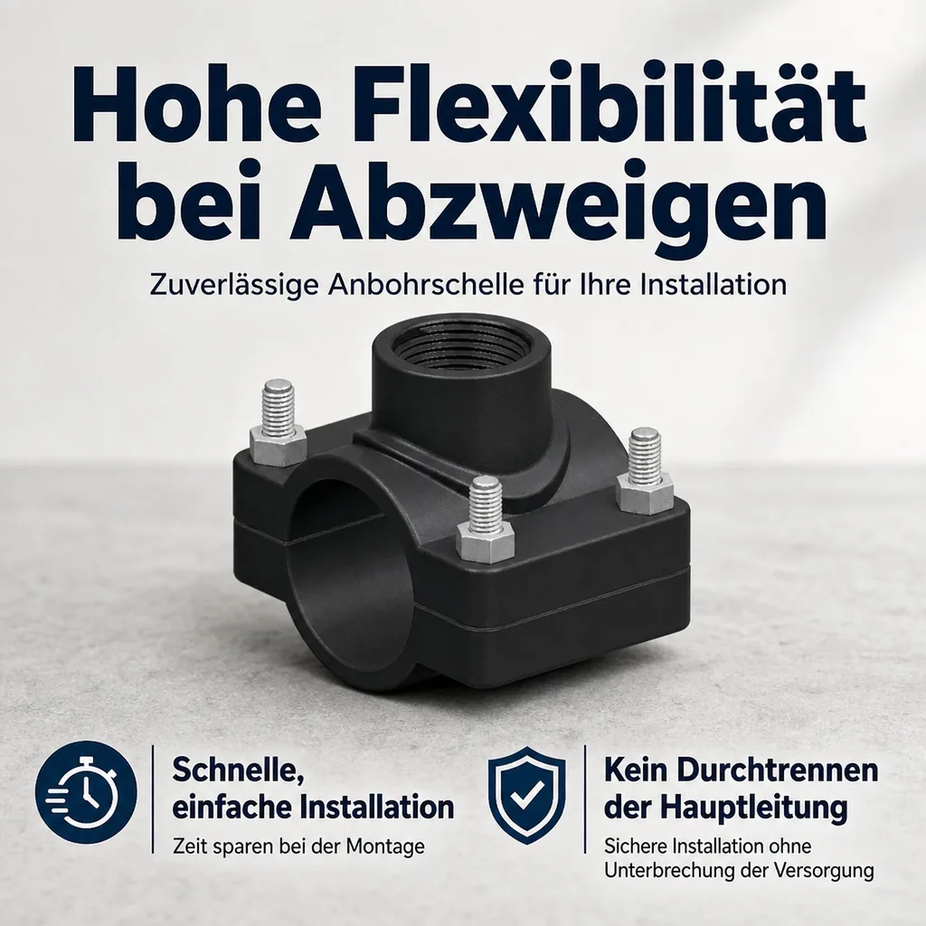 Anbohrschelle, PP Anbohrschelle 50mm, Wasserleitung Anbohrschelle
