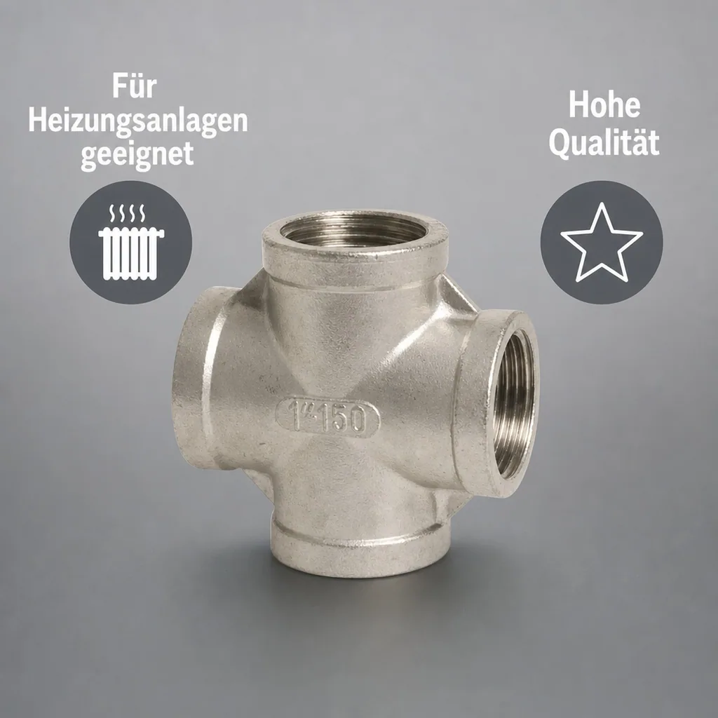 Edelstahlfitting, Gewindefitting Edelstahl, Kreuzstück, 1 Zoll, V4A