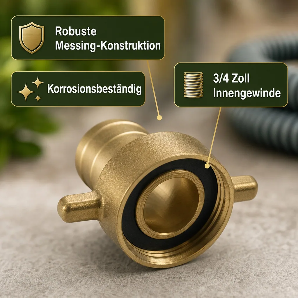 Schlauchverschraubung 3/4 Zoll, Messing Schlauchverbinder, 19 mm, Innengewinde