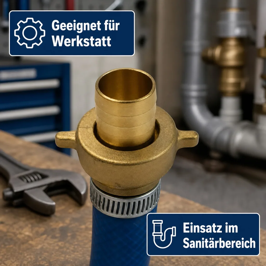 Schlauchverschraubung 3/4 Zoll, Messing Schlauchverbinder, 19 mm, Innengewinde
