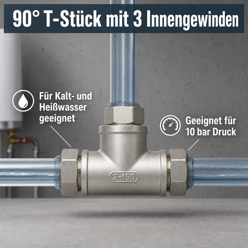 Gewindefitting Edelstahl T-Stück 90° 3/8" IG