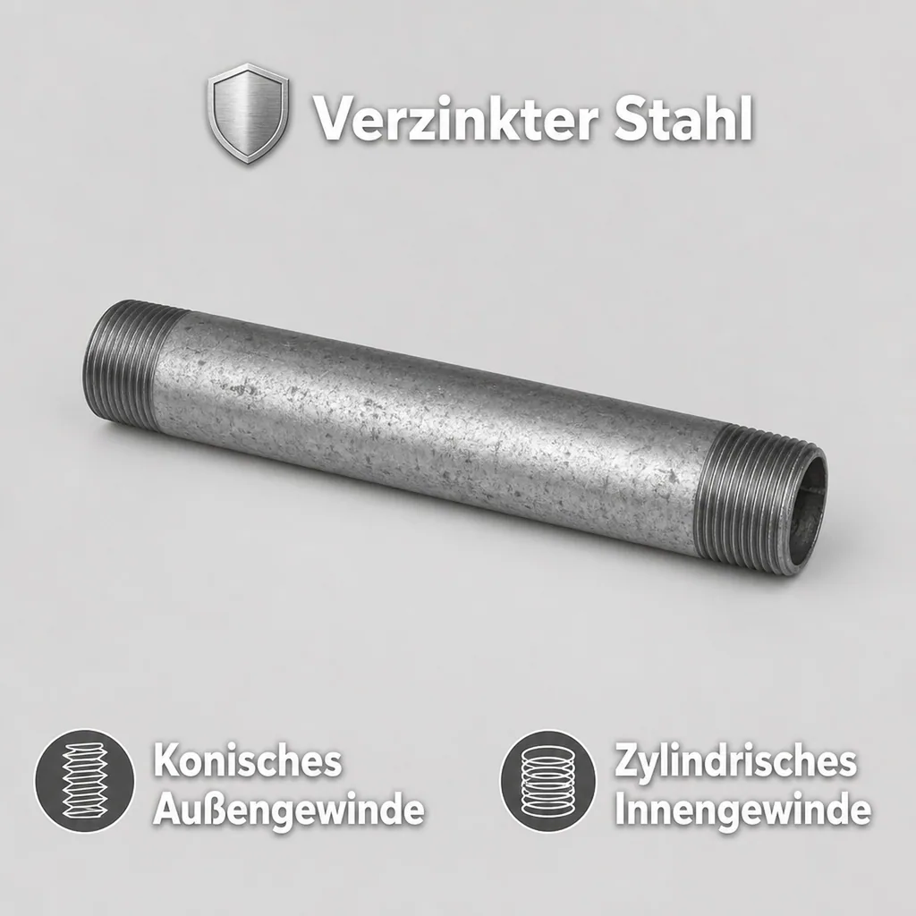 Gewindefitting Rohrnippel verzinkt 1" AG x 1" AG 1000 mm