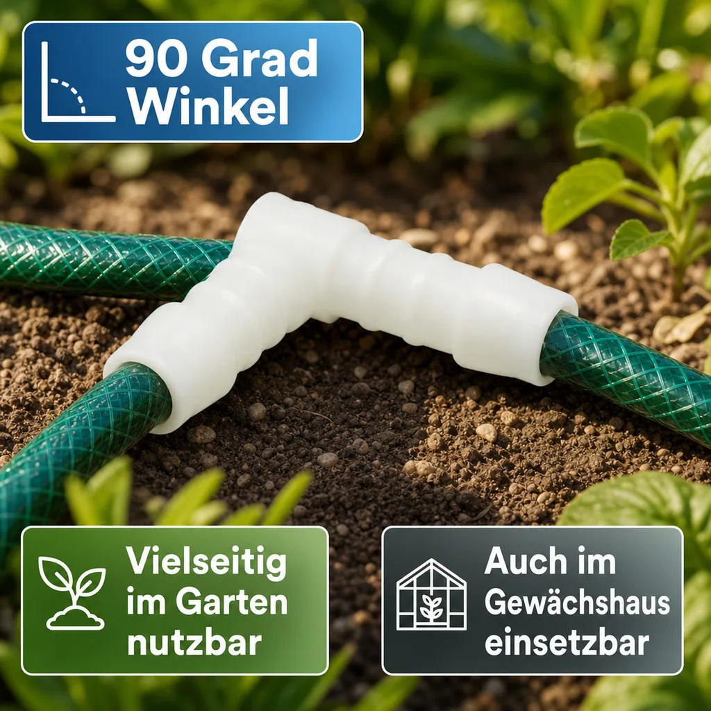 Schlauchverbinder 10mm, Kunststoff, Winkel 90 Grad