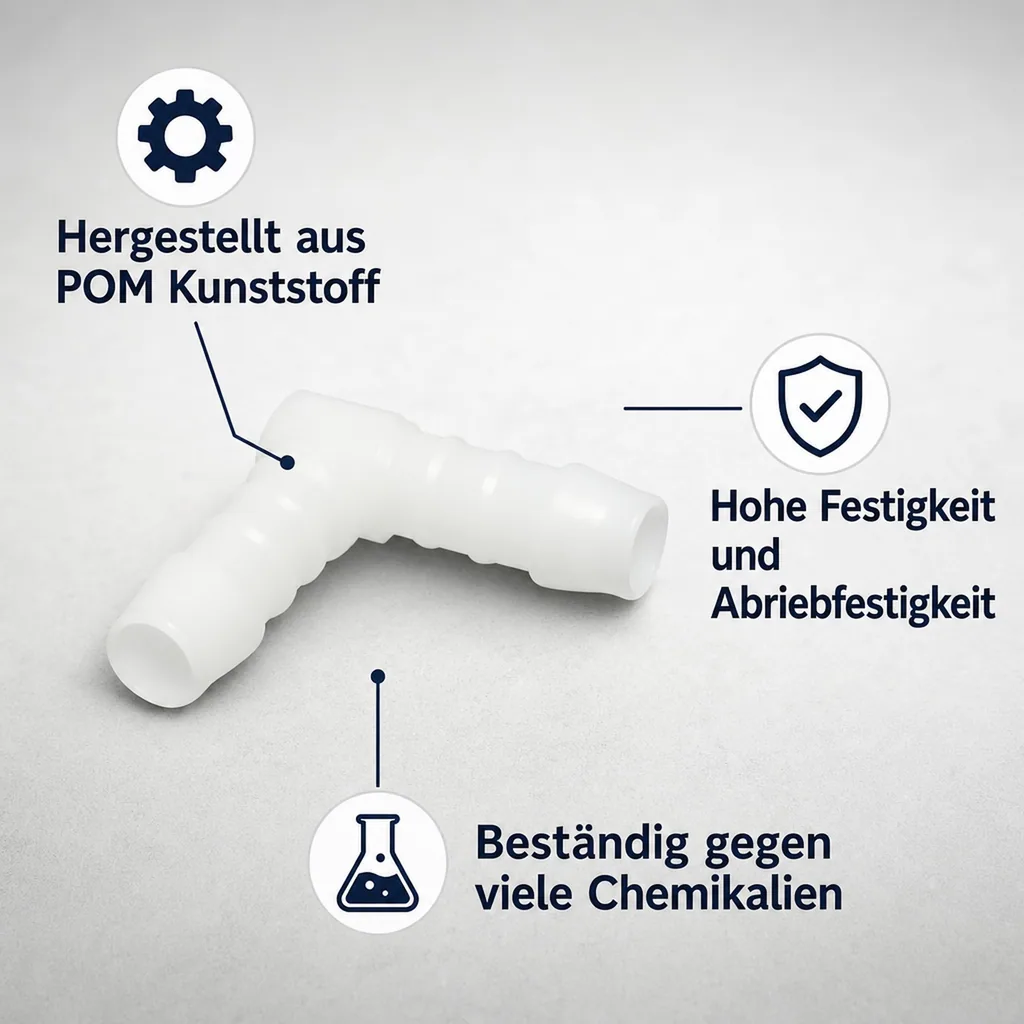 Schlauchverbinder 12mm, Winkel 90°, Kunststoff, Schlauchkupplung