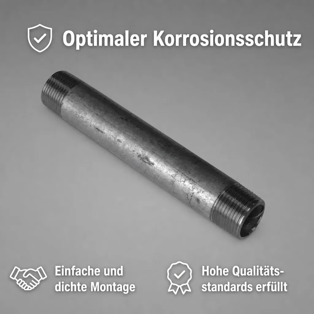 Rohrnippel verzinkt, Gewindefitting, 1/2" AG x 1/2" AG, 150 mm