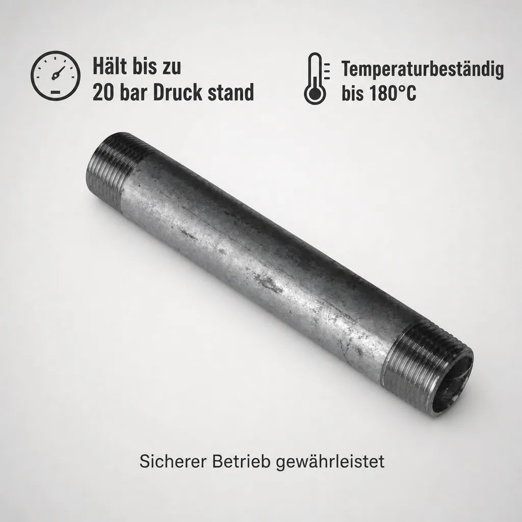 Rohrnippel verzinkt, Gewindefitting, 1/2" AG x 1/2" AG, 150 mm