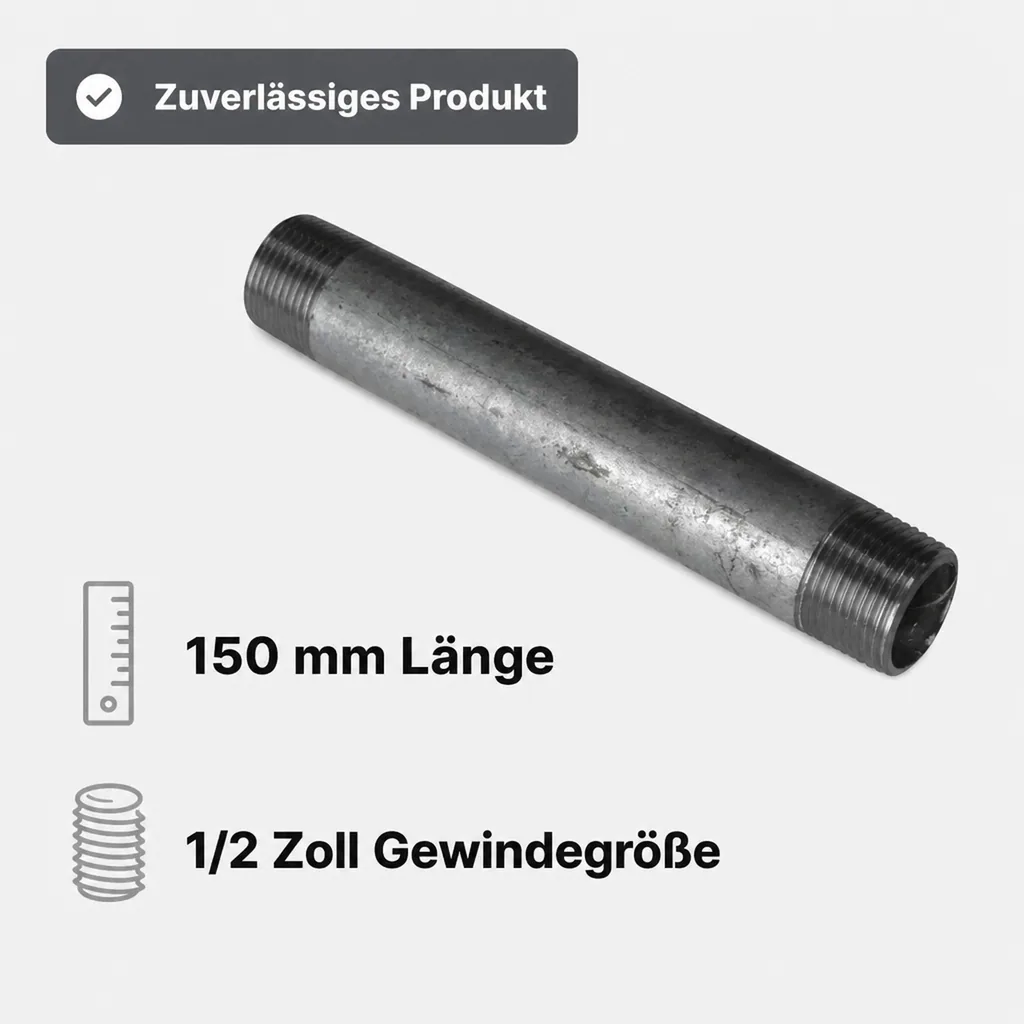 Rohrnippel verzinkt, Gewindefitting, 1/2" AG x 1/2" AG, 150 mm