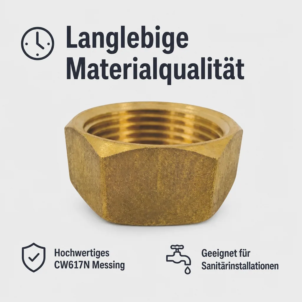 Gewindefitting Messing, 2" IG Kappe, Rohrverschraubung
