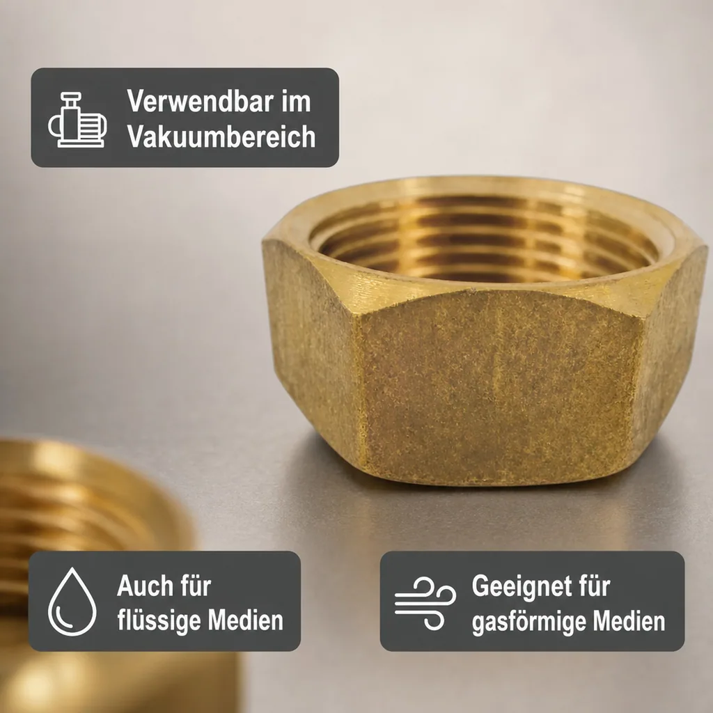 Gewindefitting Messing, 2" IG Kappe, Rohrverschraubung