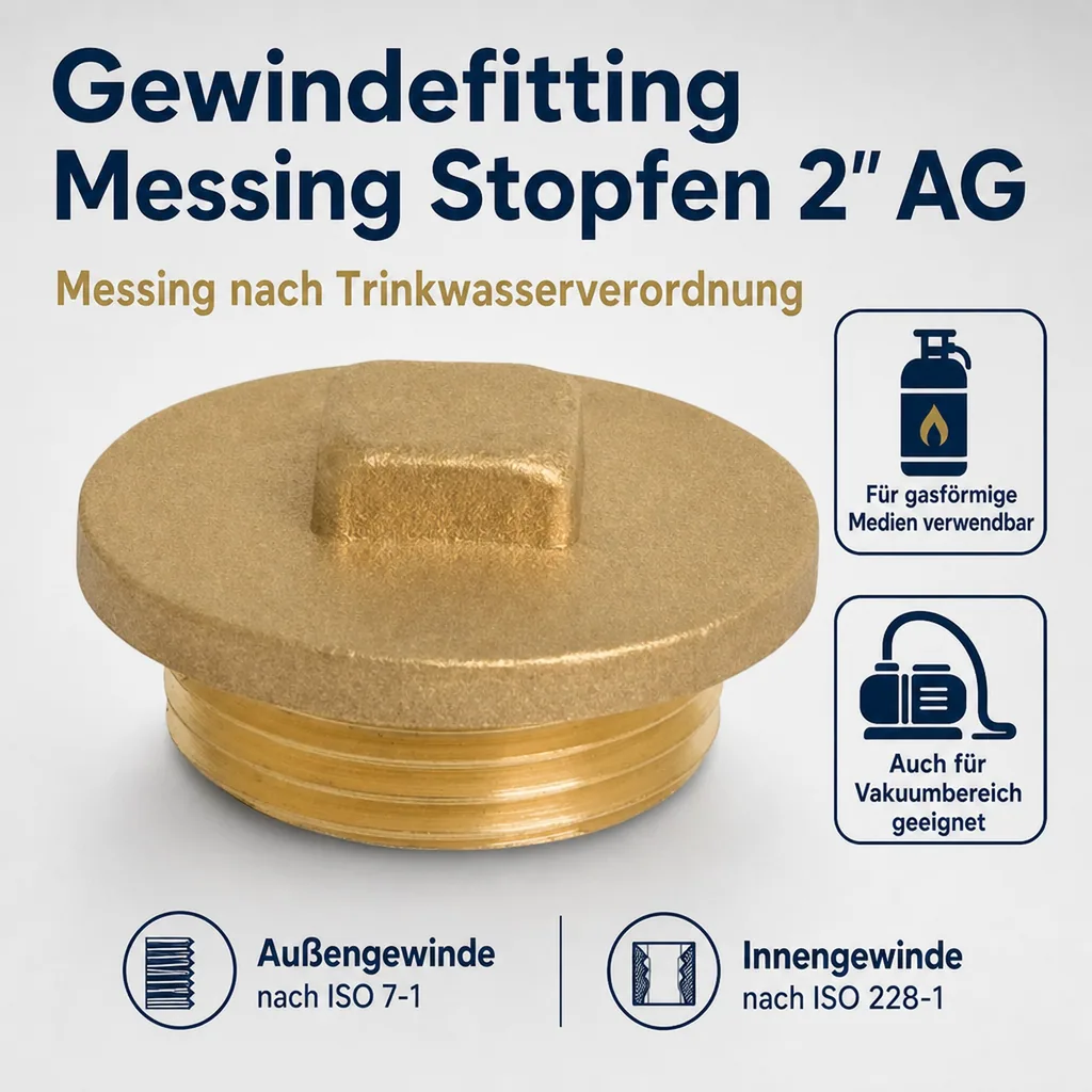 Gewindefitting Messing Stopfen 2" AG
