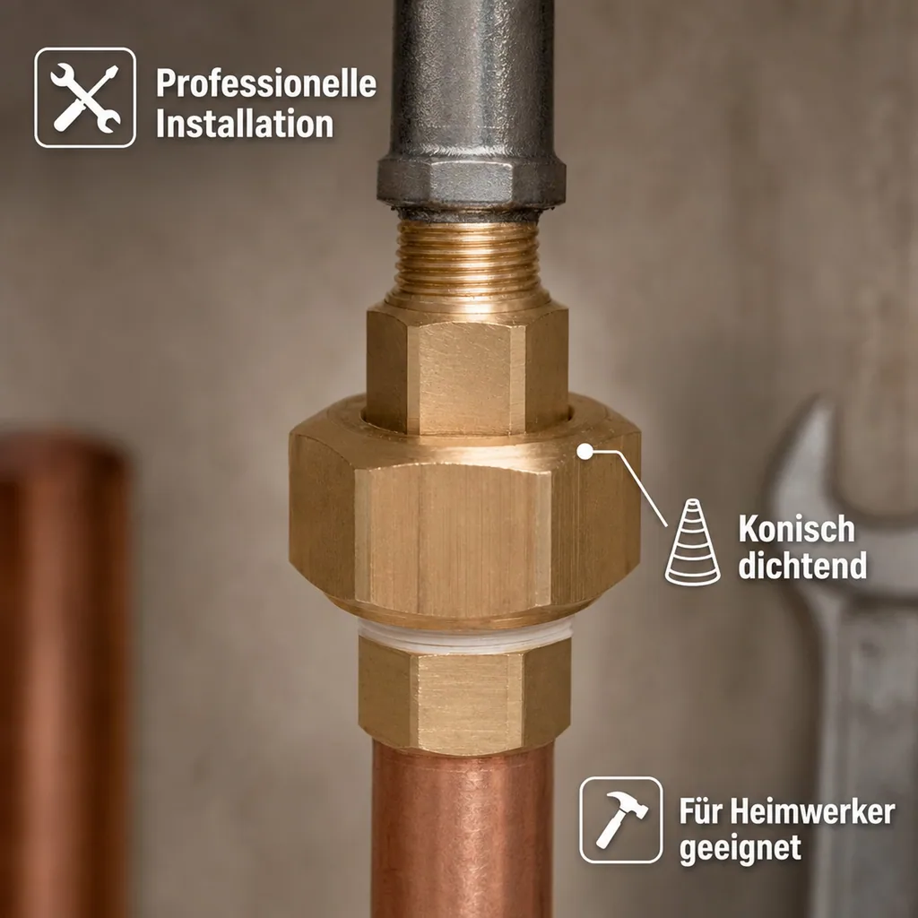 Messing Verschraubung 2 Zoll, Konisch Dichtend, Gewindefitting