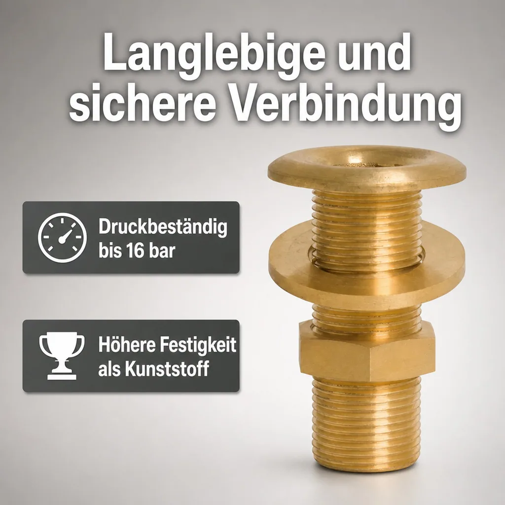 Messingfitting, Gewindefitting, Durchgangsverschraubung 2"