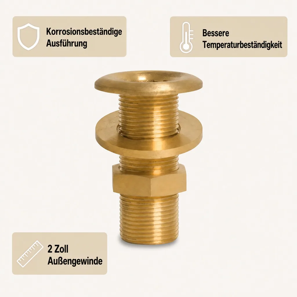 Messingfitting, Gewindefitting, Durchgangsverschraubung 2"