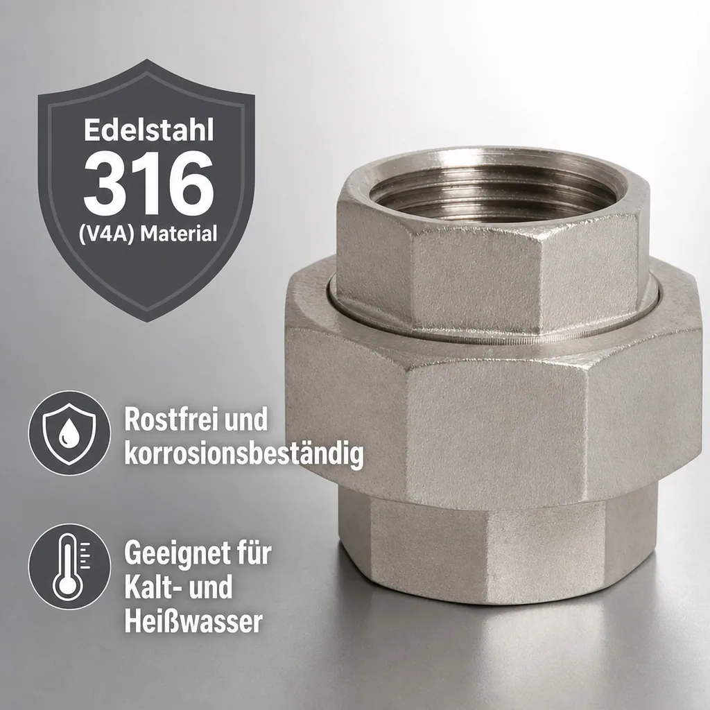 Gewindefitting Edelstahl Verschraubung 3/4" IG Typ konisch