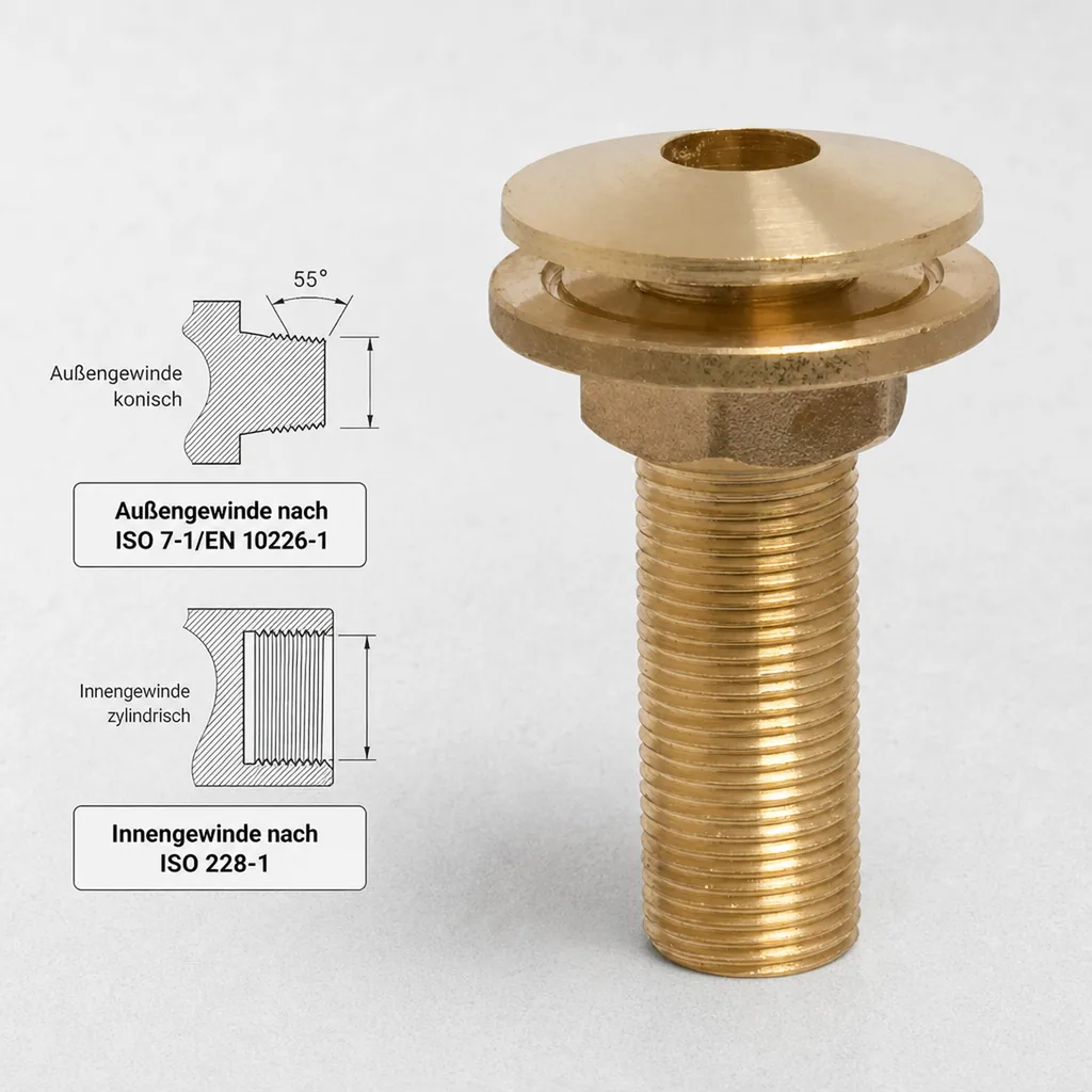 Gewindefitting Messing Durchführung 1 1/2" AG