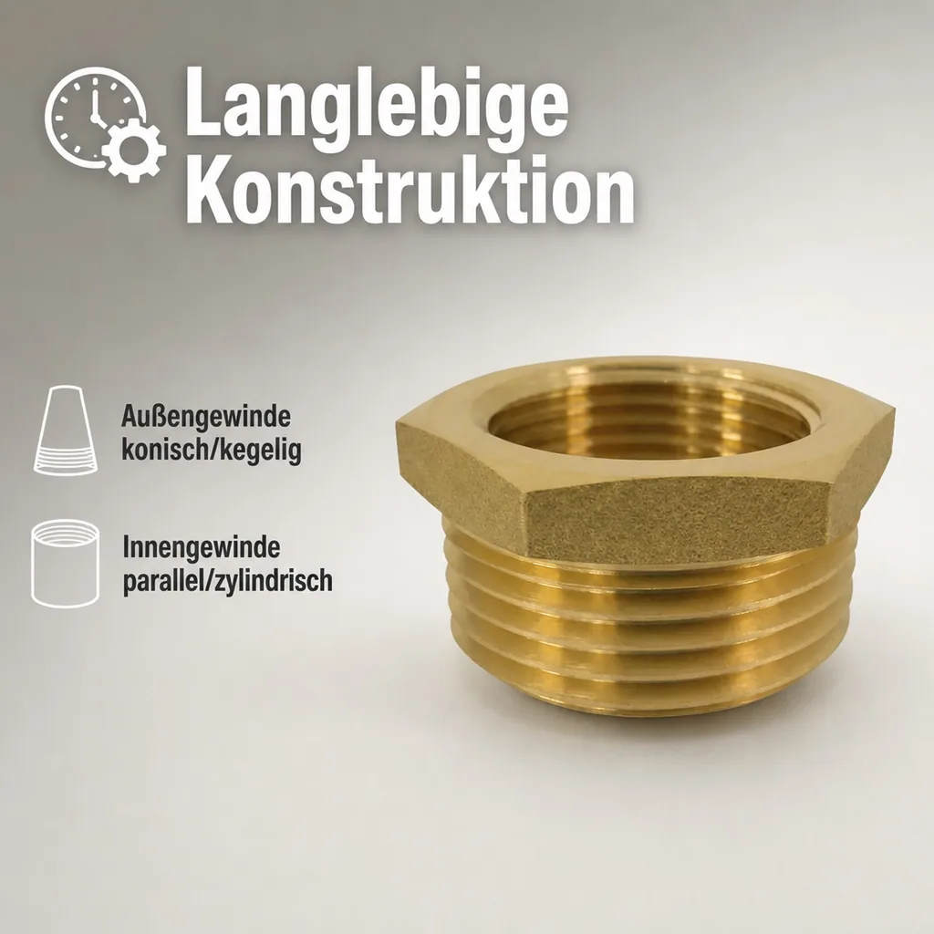 Gewindefitting Messing Reduzierstück 1" AG x 3/4" IG