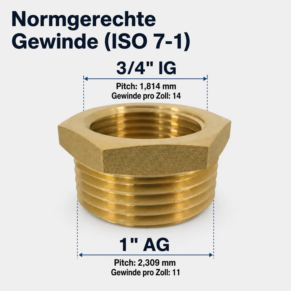 Gewindefitting Messing Reduzierstück 1" AG x 3/4" IG