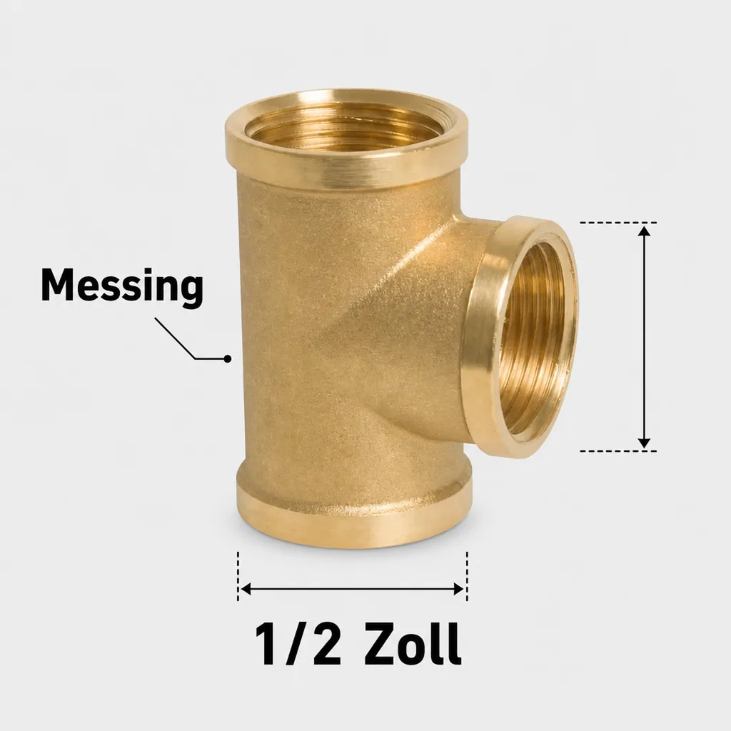 Messing T Stück, Gewinde T Stück, 1/2 Zoll