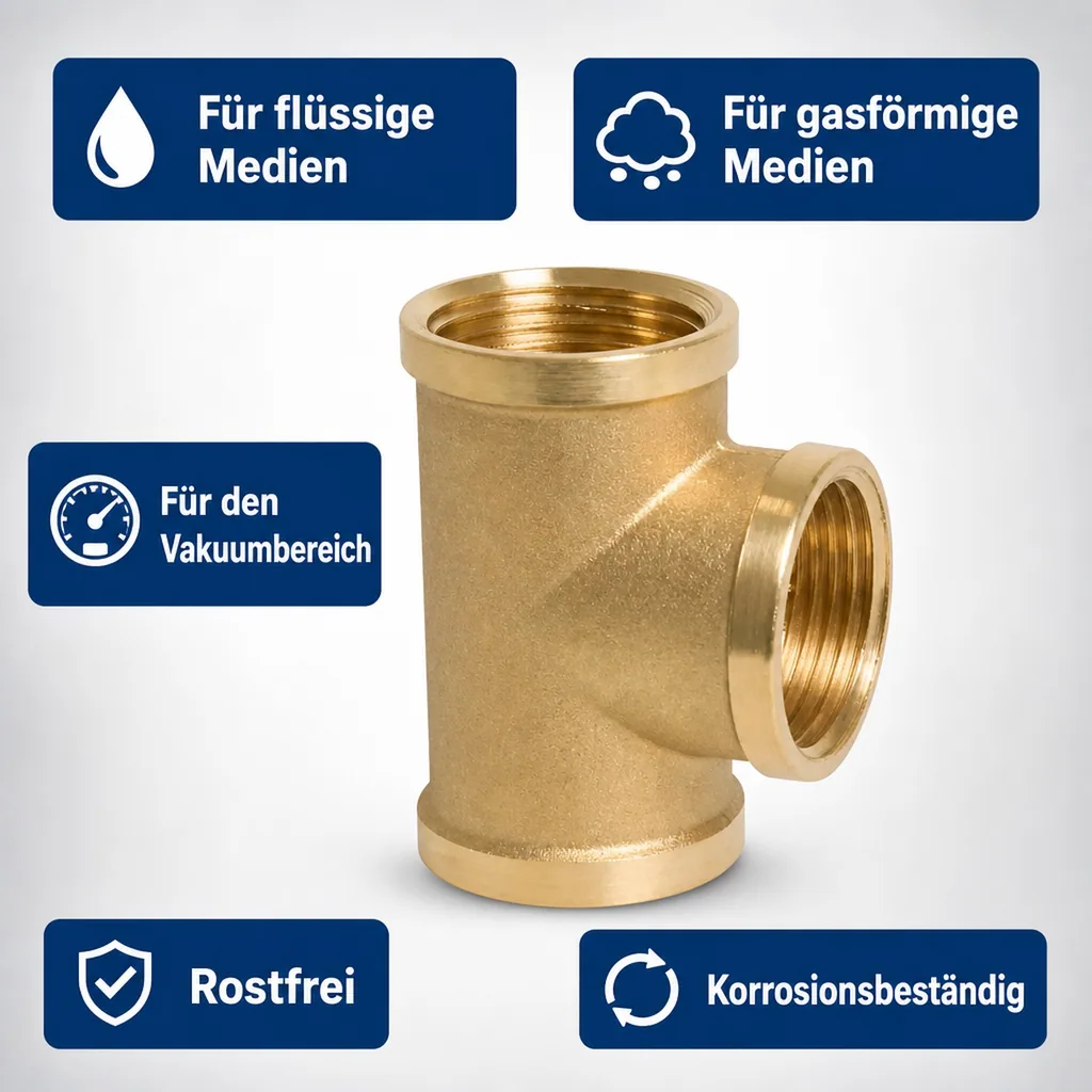 Gewindefitting Messing T-Stück 2" Innengewinde