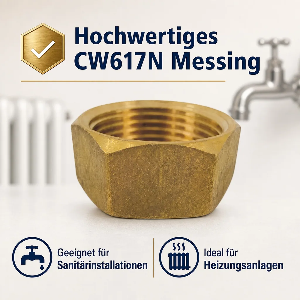 Messing Fitting, Gewindefitting Messing, Kappe 1 1/4" IG