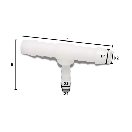Schlauchverbinder, T-Stück reduziert, Kunststoff, 8 mm x 6 mm x 8 mm