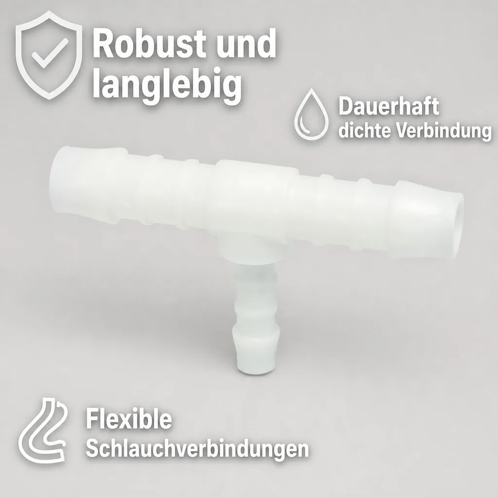 Schlauchverbinder, T-Stück reduziert, Kunststoff, 8 mm x 6 mm x 8 mm