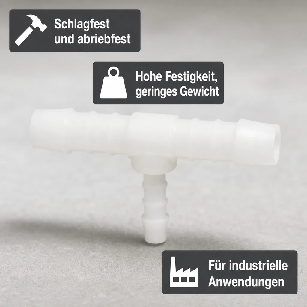 Schlauchverbinder, T-Stück reduziert, Kunststoff, 8 mm x 6 mm x 8 mm