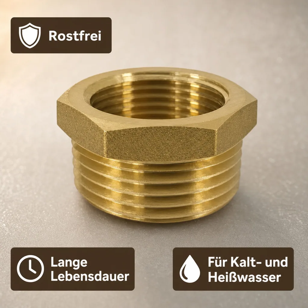 Messing Reduzierstück, Gewindefitting 1 1/4" AG x 3/4" IG