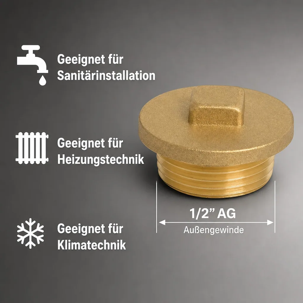 Gewindefitting Messing Stopfen 1/2" AG