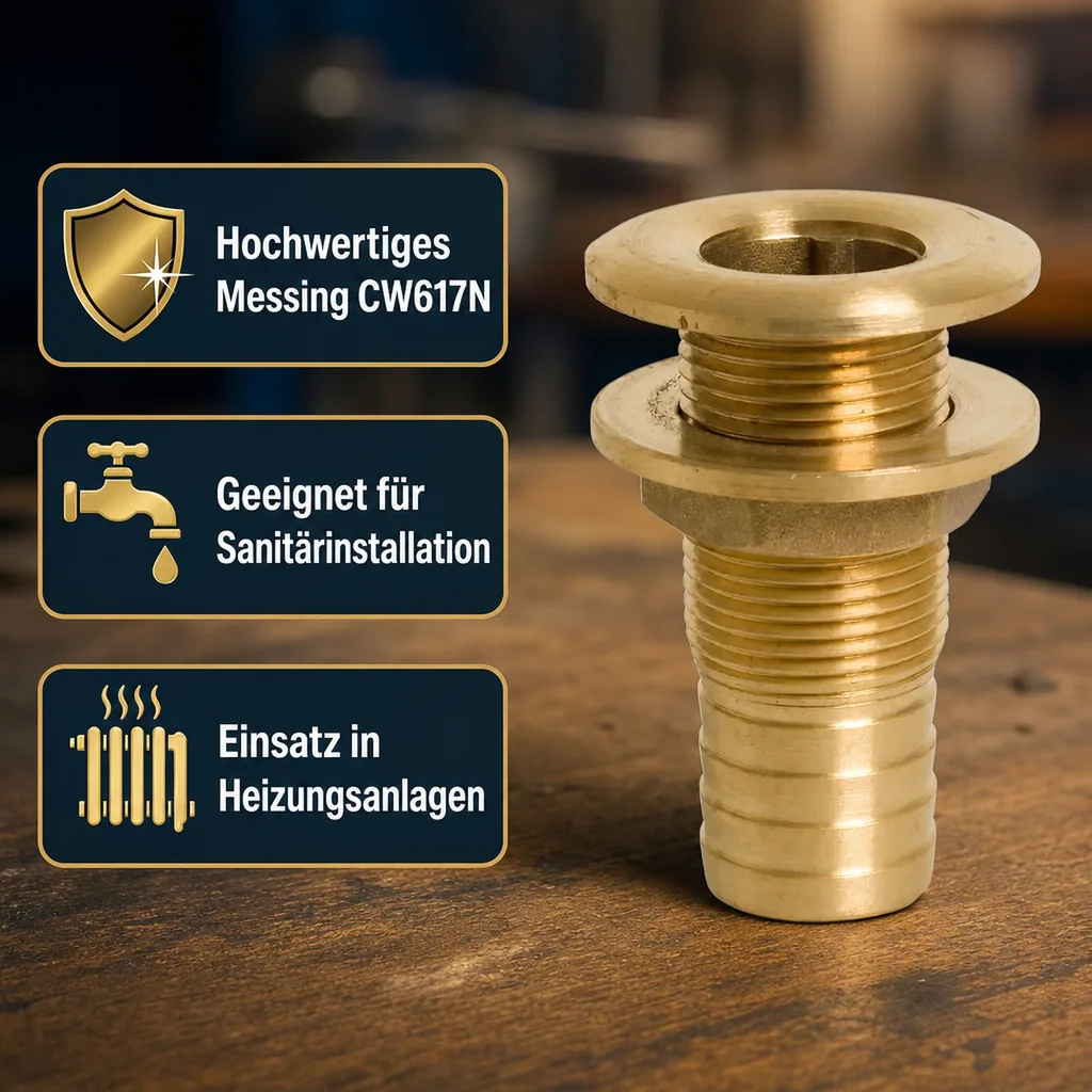 Gewindefitting Messing Durchführung 24 mm Schlauchtülle x 3/4" AG