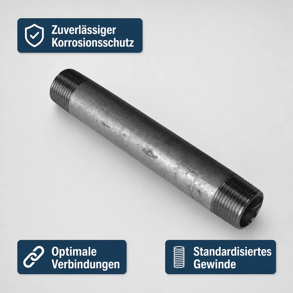 Rohrnippel verzinkt, Gewindefitting, 1 1/4 Zoll