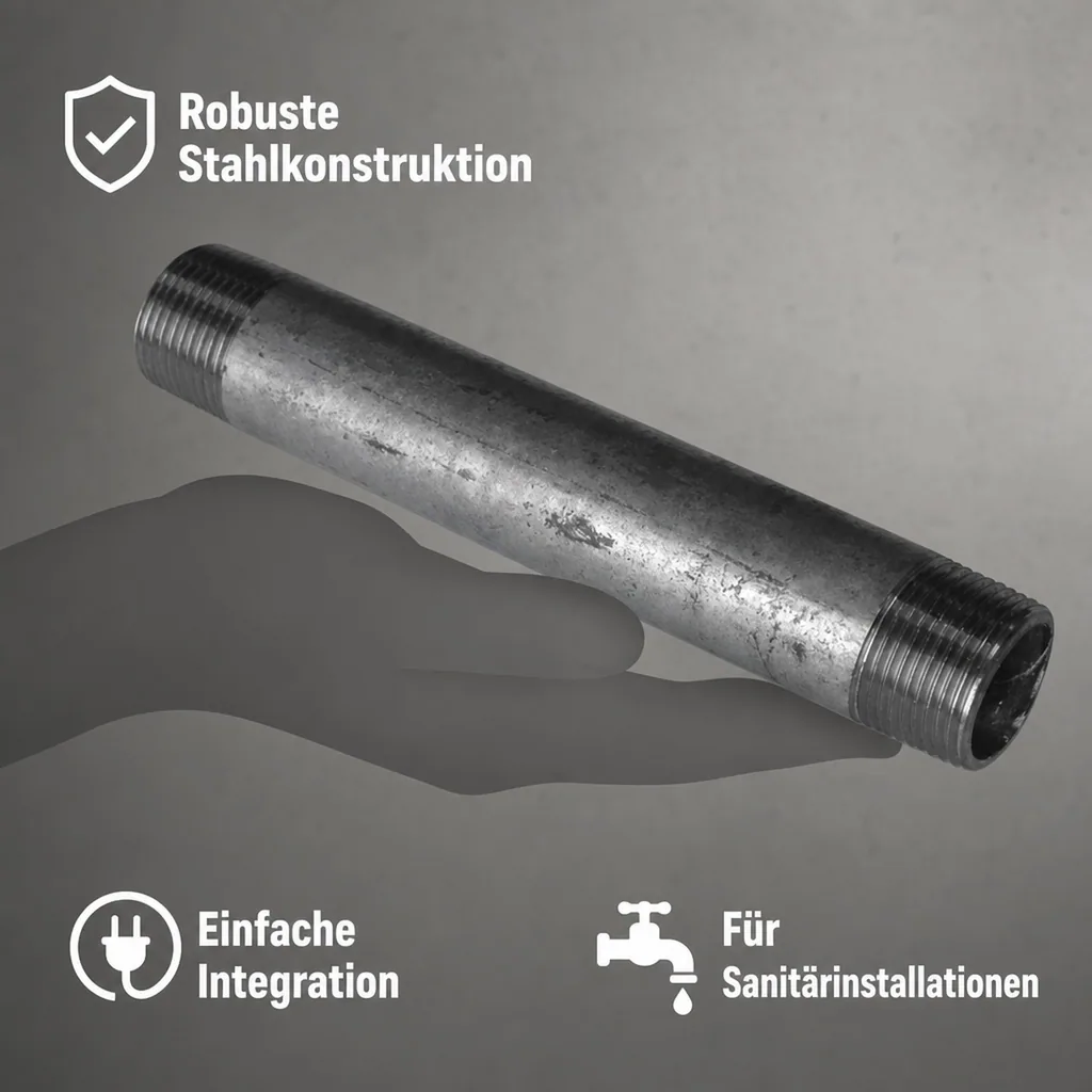 Rohrnippel verzinkt, Gewindefitting, 1 1/4 Zoll