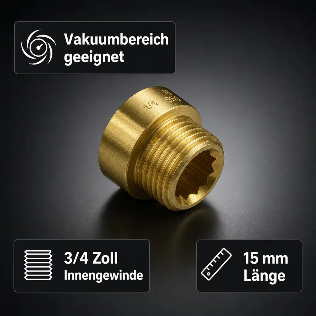Gewindefitting Messing Hahnverlängerung 3/4" AG x 3/4" IG 15 mm