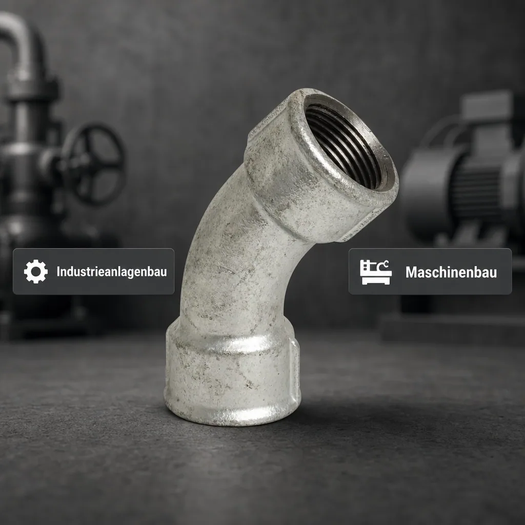 Gewindefitting Temperguss Bogen 45° 1 1/4" IG x 1 1/4" IG
