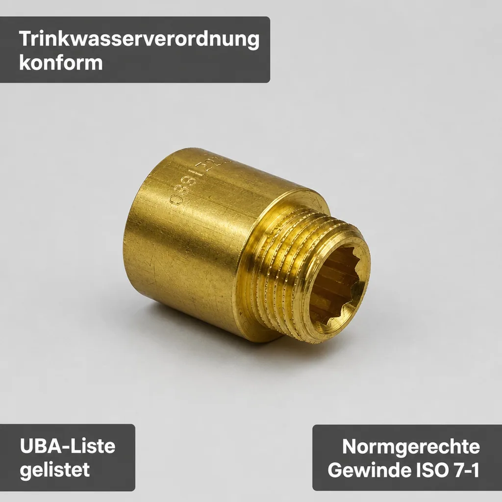 Gewindefitting Messing Hahnverlängerung 1" AG x 1" IG 20 mm