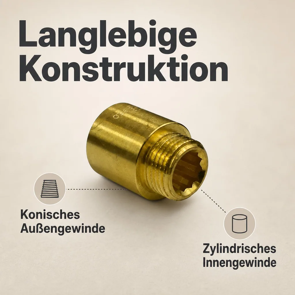Gewindefitting Messing Hahnverlängerung 1" AG x 1" IG 20 mm
