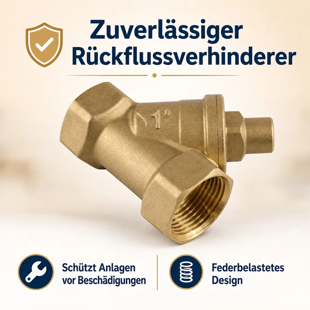 Rückschlagventil 1 Zoll, Innengewinde, federbelastet, Messing